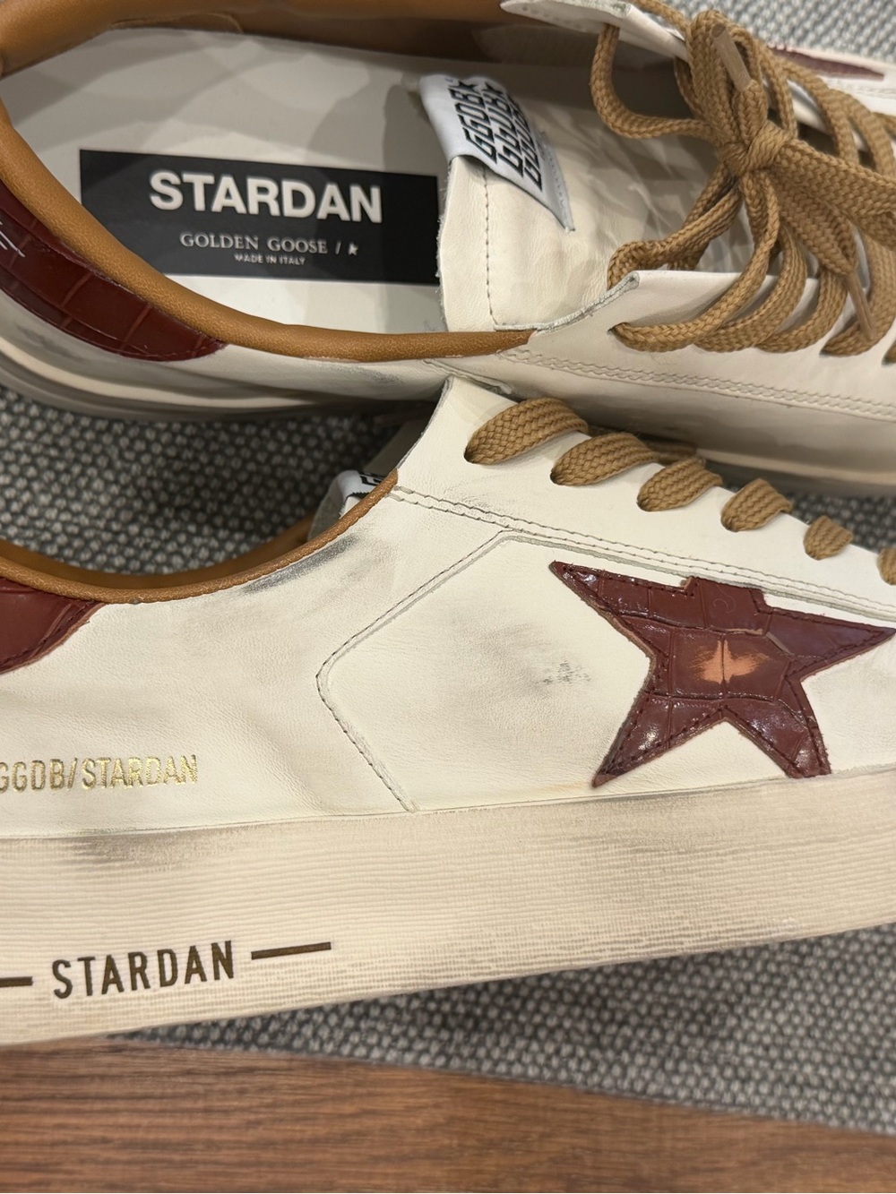Golden Goose Stardan Men’s White Sneakers with Maroon